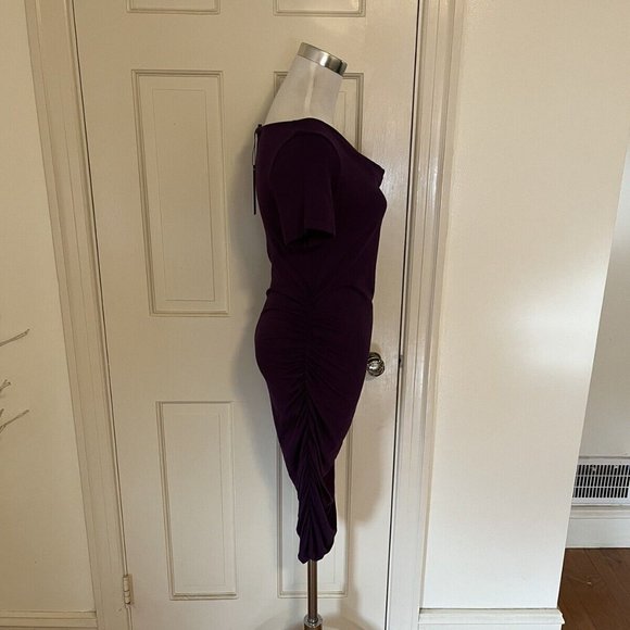 NWT Patty Boutik Purple Draped Cowl Neck Short Sleeve Dress Rusched Sides Size s - Picture 6 of 10